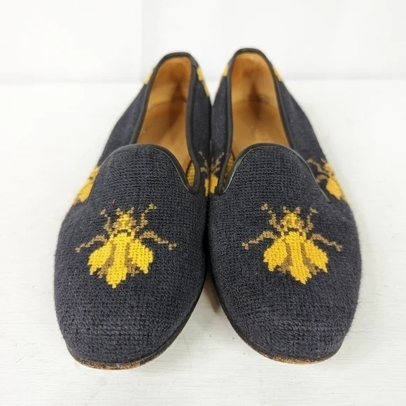 Stubbs & Wootton Bee Bug Needlepoint Slipper Loafers Flats Size 5.5 - Picture 4 of 7